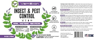 VermExon Peppermint Oil Insect & Pest Control Spray – 16oz Natural Plant-Based Bug Killer for Spiders, Ants, Flies, and Other Insects, Safe for Home & Kitchen Use