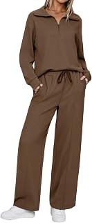 Conjunto Deportivo Mujer 2 Piezas Sudadera Cremallera Manga Larga Pantalón Ancho Cintura Elástica Ropa Deportiva Casual Básica Elegant