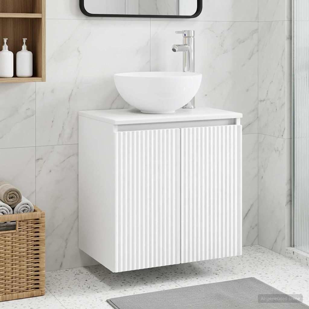 Lavabo con lavabo, montaggio a parete, bianco, 49,5 x 35 x 63 cm