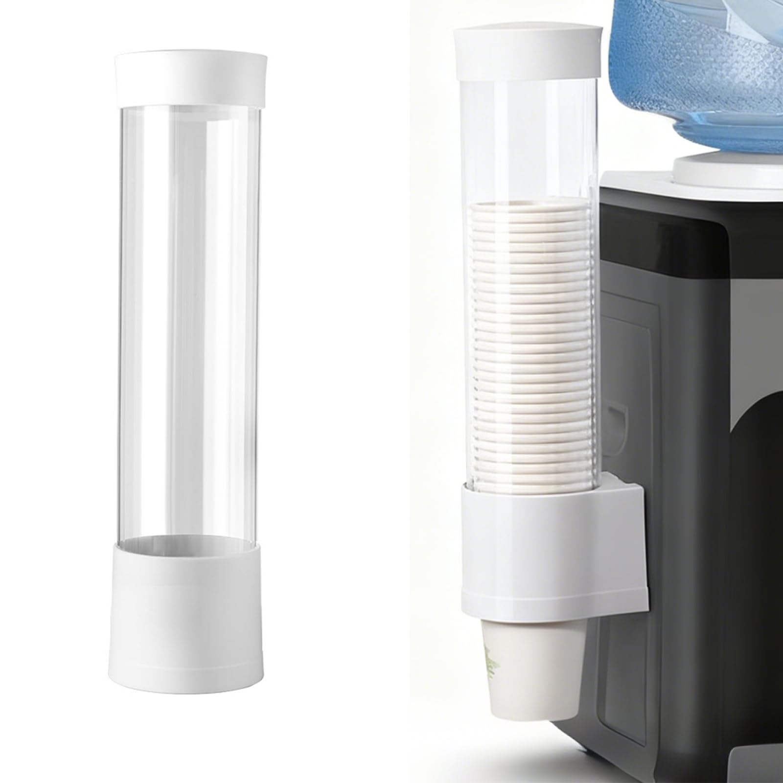 Distributeur De Gobelets,Design Transparent Biluer avec Bord Blanc,Peut Contenir Environ 60 Gobelets Jetables Et Répond à Vos Besoins Quotidiens Ou De Bureau