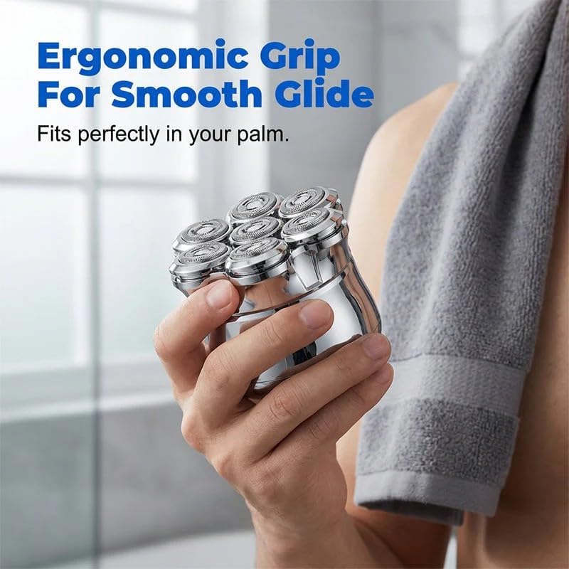 Waterproof Wet & Dry Rotary Shaver with 7D Floating Heads, Close Smooth Shave, One-Touch Cleaning Design, IPX7 Waterproof Electric Razor for Men for Beard Nose Sideburns (Gunmetal Black)