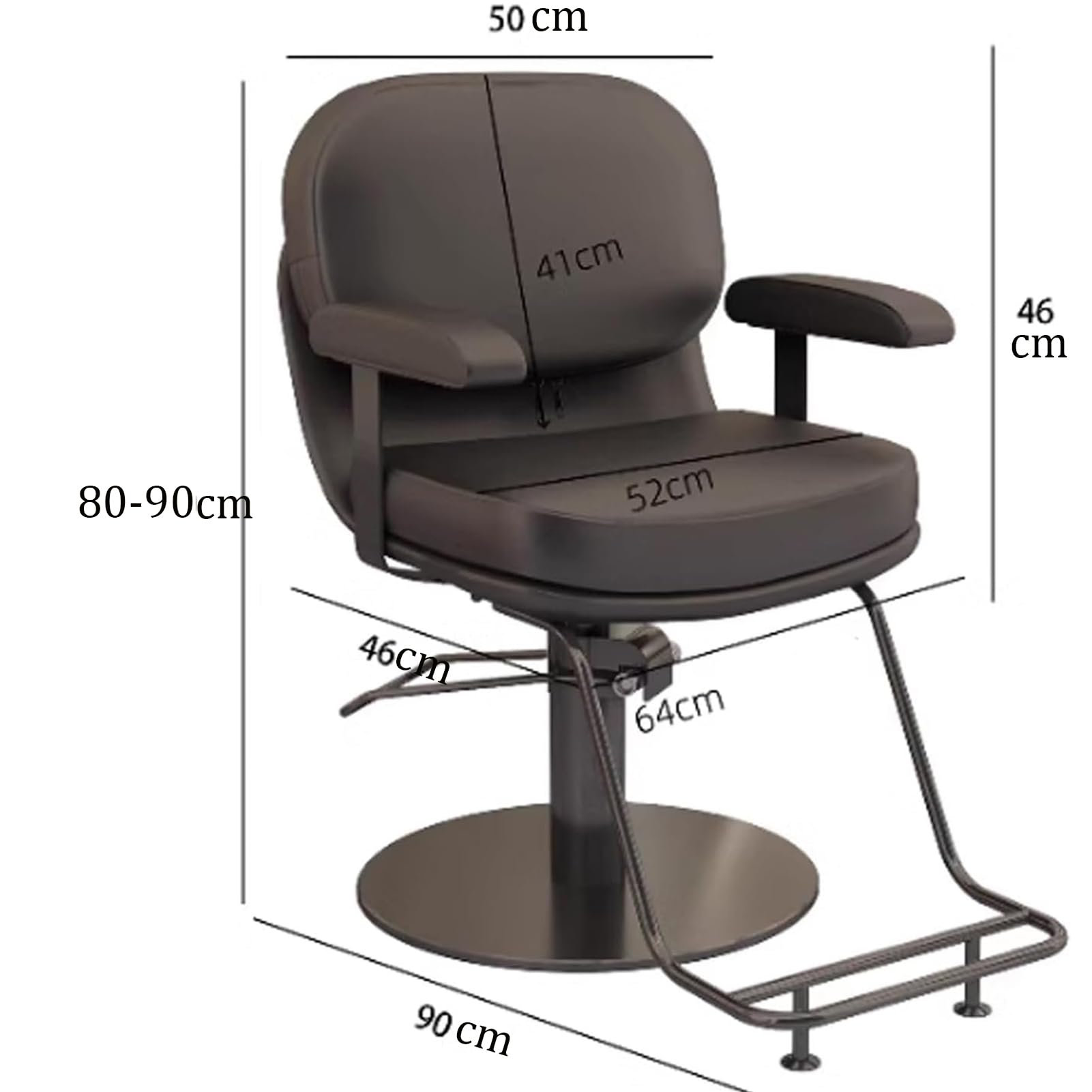 Salon-Friseurstuhl,Höhenverstellbarer Hydraulischer Salonstuhl Mit Kopfstütze Und Fußstütze,360° Drehbarer Friseurstuhl,Drehbarer Rasier-Styling-Stuhl,Grau,A