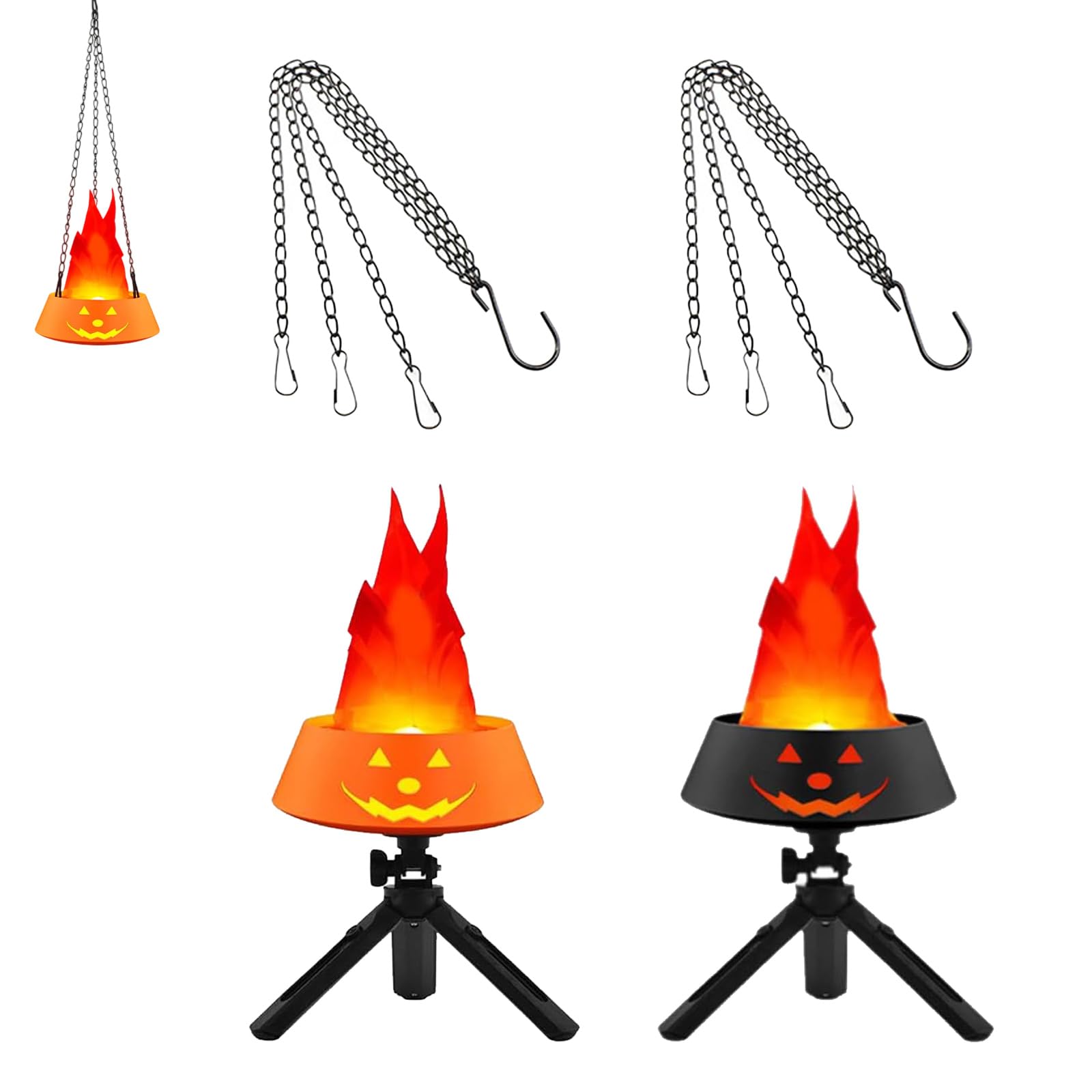 Buxuaaaa Portable Rechargeable Pumpkin Flame Lights Realistic Simulated Effect Adjustable Hook Setup for Holiday Ambiances Halloween Pumpkin Rechargeable