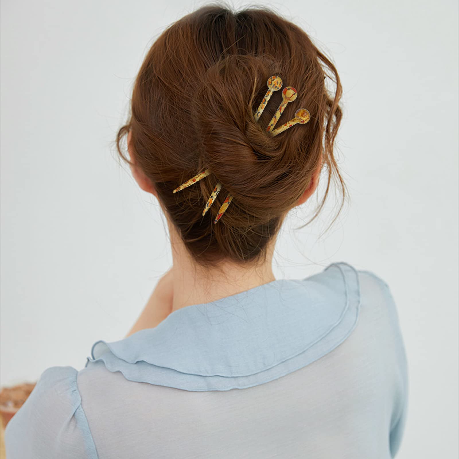 JAPANESE Kimono Fabric Bohemian Wooden Hair Stick Pin NWOT Boho Ethnic Inspired Oriental Kanzashi Hair Stick, Asian  main image 4