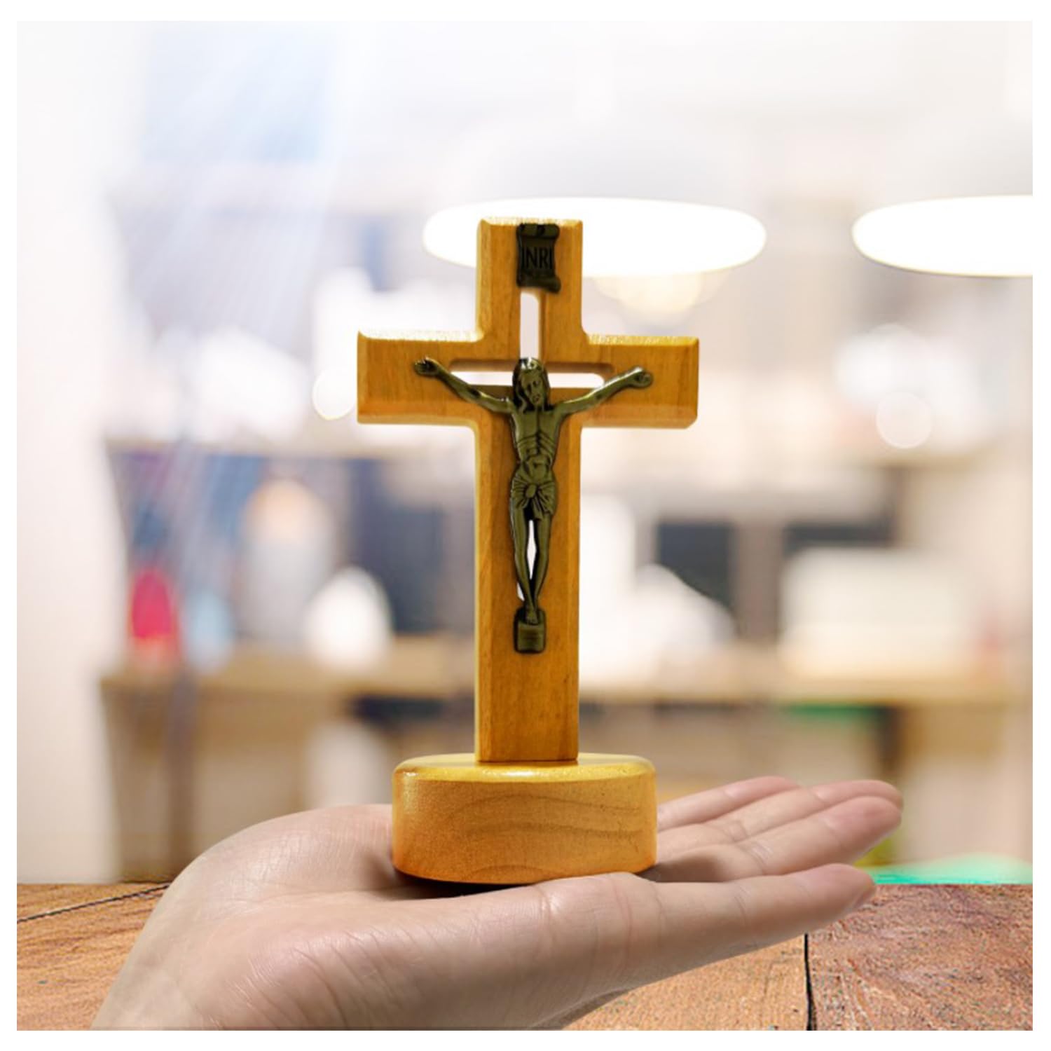イエス　十字架　木製 Amazon.co.jp: OLizee® 中空十字架 台座付き イエス はりつけ 木製