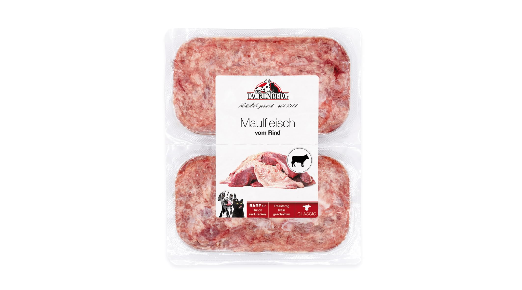 TACKENBERG Barf Maulfleisch vom Rind für Hunde - 14 x 500 g - leckeres Frostfleisch als Hundefutter in Premiumqualität - geeignetes Gefrierfutter für übergewichtige Hunde - ohne Zusatzstoffe
