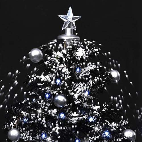 Miniatura 4 de Árbol de Navidad de nieve con base de paraguas árbol de Navidad artificial preiluminado árboles de Navidad con luces negro de 295 pulgadas de PVC