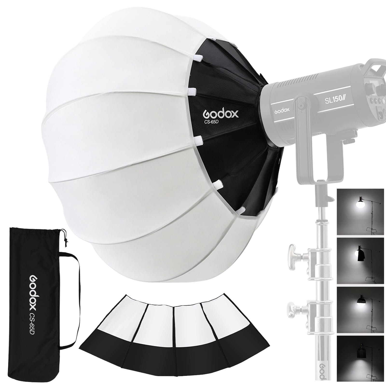Godox CS-65D Lantern Softbox 26inch/65cm Soft Light Modifier Quick-Setup 26" Latern Softbox with Skirt+Carry Bag, Compatible with Bowens Mount Studio Flash Sk400, DP400, DP600,SL60,SL150