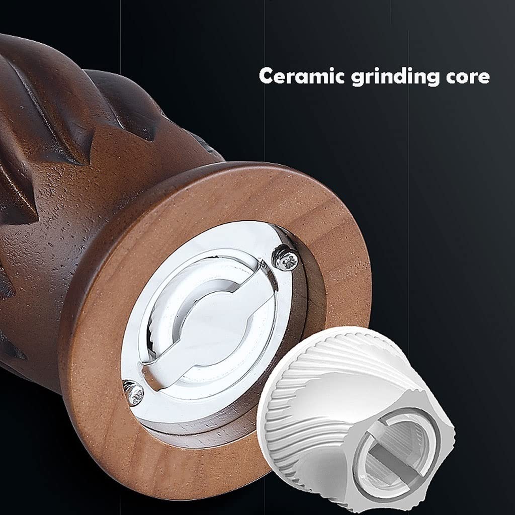Zestaw młynków do soli i pieprzu, drewniany młynek do soli i pieprzu, regulowane ręczne mielenie soli, z rdzeniem ceramicznym, nadaje się na piknik, do restauracji, kolacji, grilla, młynka do pieprzu