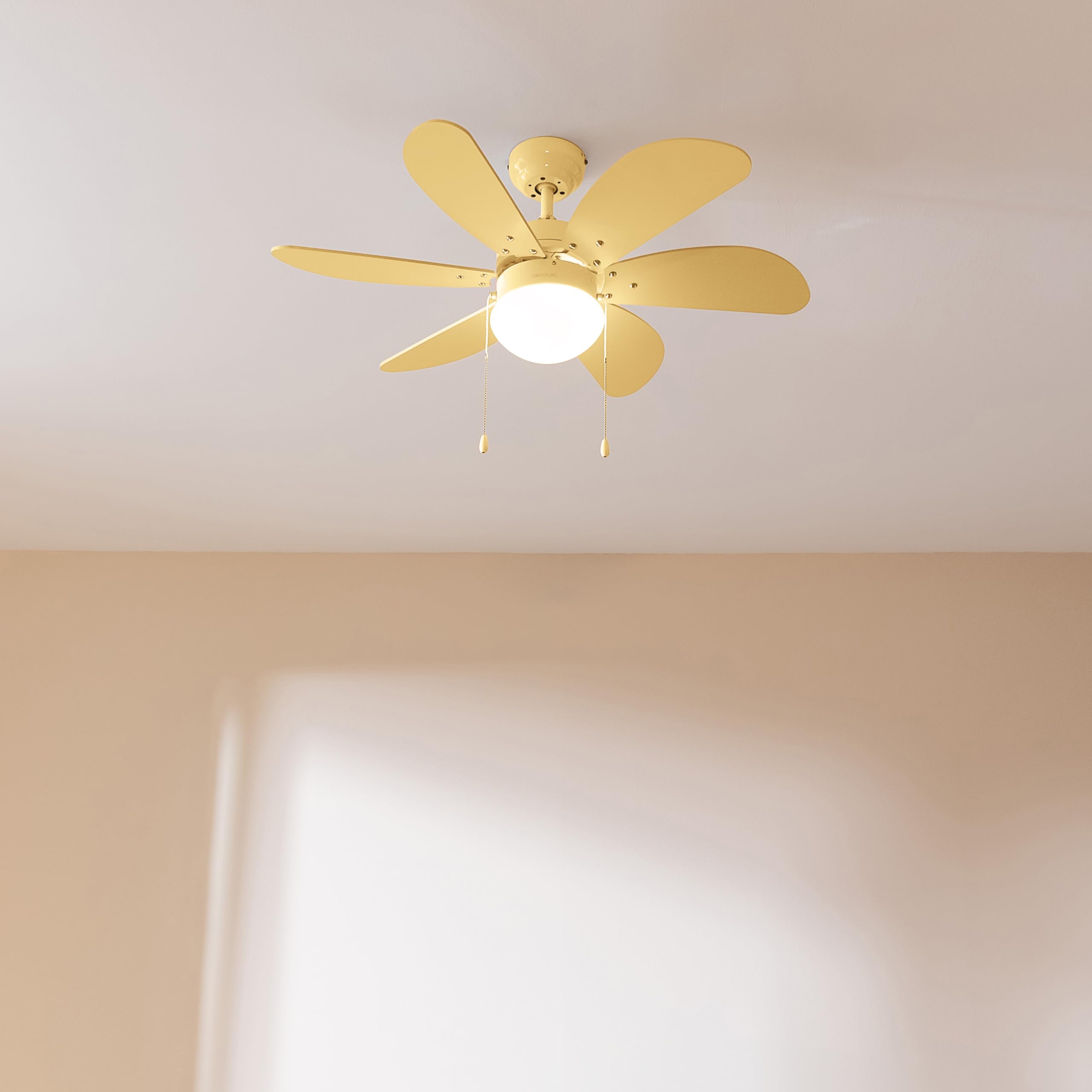 Cecotec - ventilatore da Soffitto con luce EnergySilence Aero 3600 Vision Full SunLight, 50 W, Diametro 92 cm, 3 Velocità, 6 Lame Reversibili, Inverno-Estate, Utilizzo Facile, Interruttore a Catena