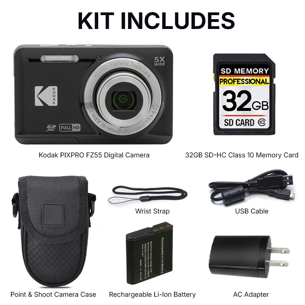Buy Kodak PIXPRO FZ55 Digital Camera, 16MP Compact Point & Shoot