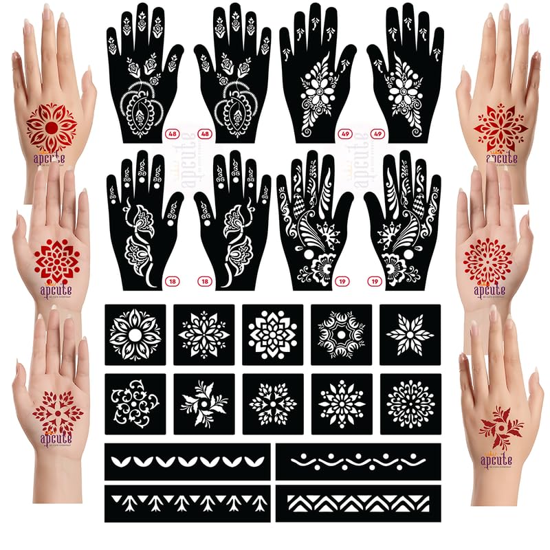 henna tattoo stencil set Combo Pack of 22 pieces, mehndi stencil stickers tattoo for Hands, Wrist, Stencils for Women, Girls and Kids, Easy to Use in 4 Steps, 22p-S-273-image-21