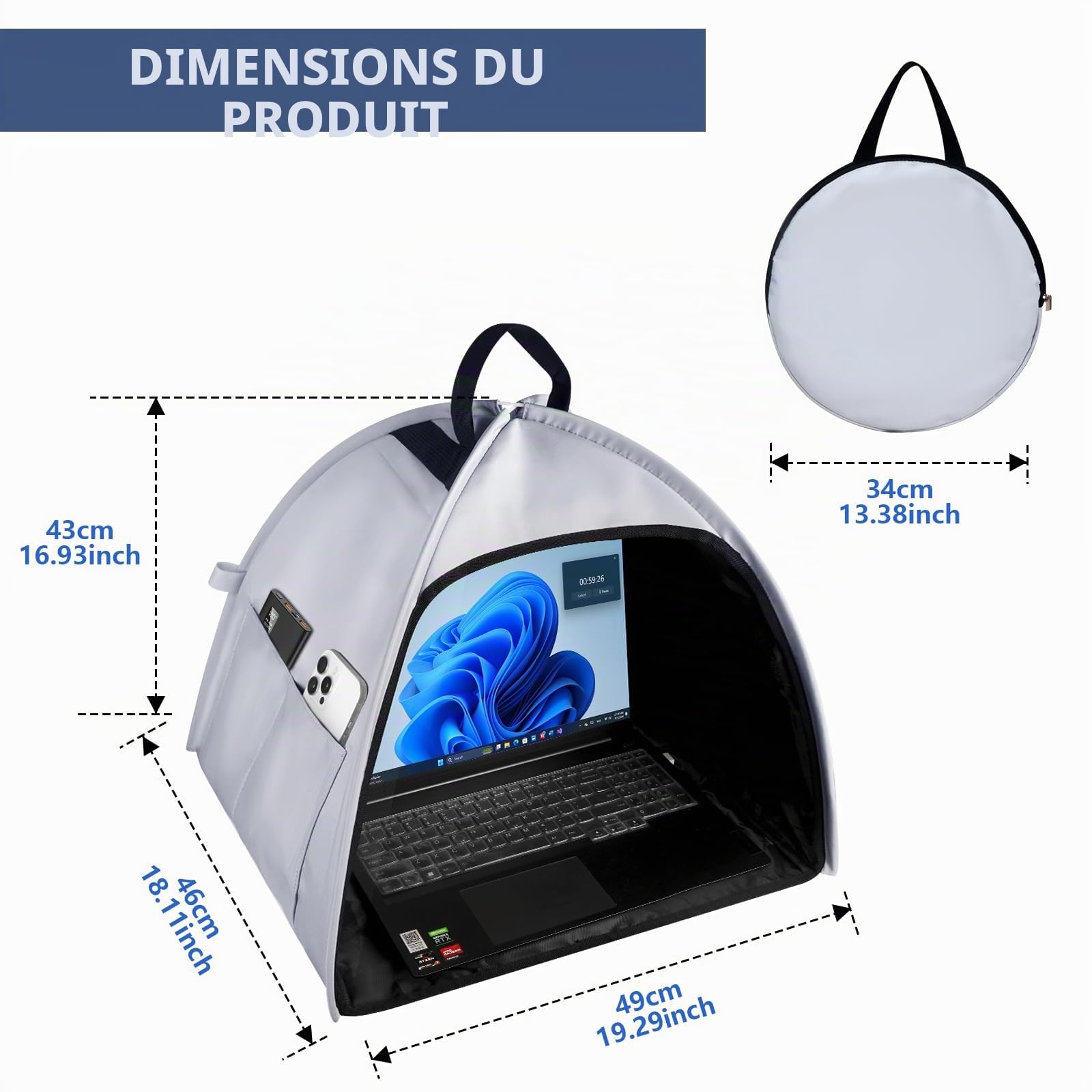 HoYiXi Universel Pare-Soleil pour Ordinateur Portable et Protection de la Vie privée Pliable pour,for Macbook/HP/Dell/Acer Les travaux de Plein air Peuvent être pliés Laptop Sun Shade,(patents) Gray