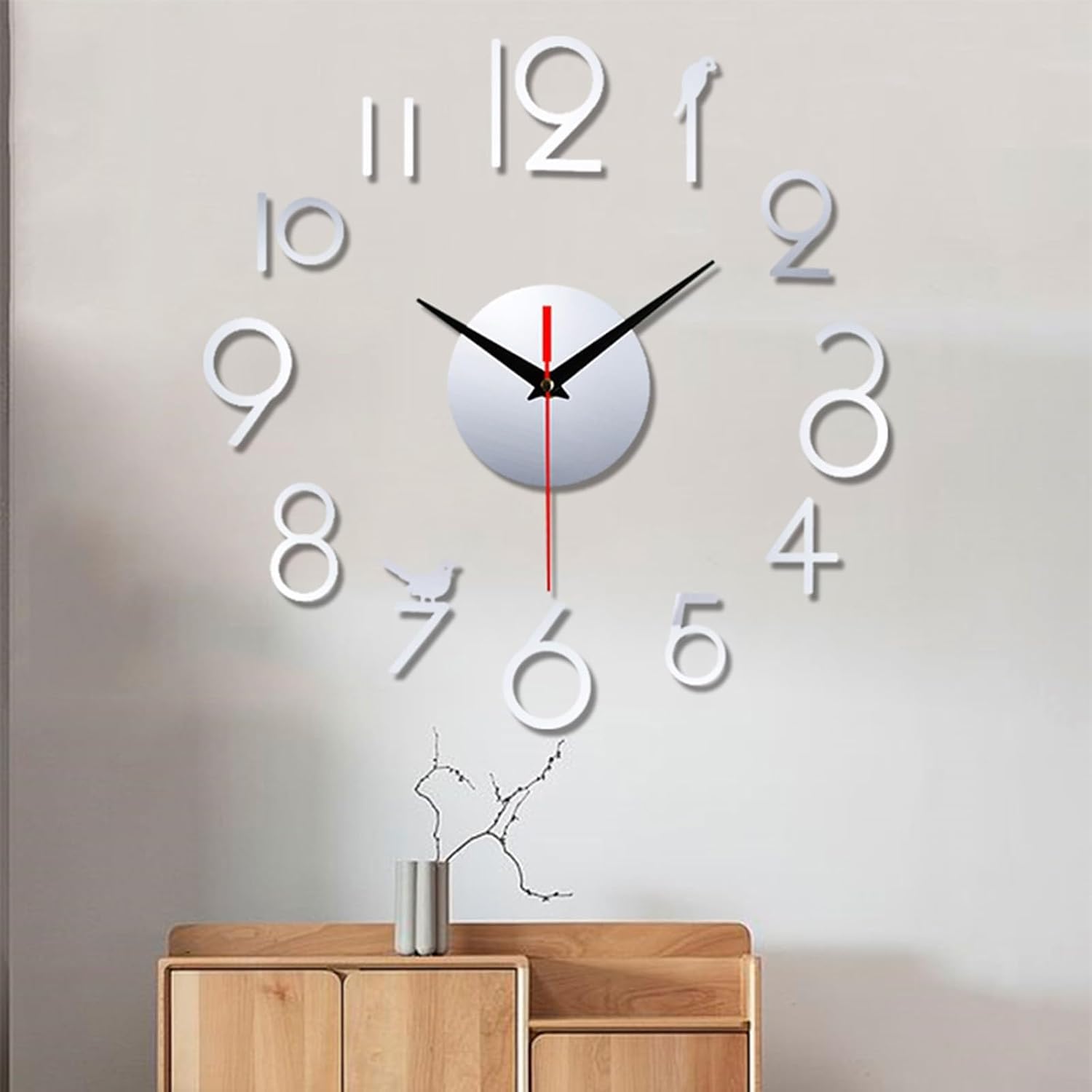 Orologio da Parete, 40 Cm, Creativo, 3D, in Acrilico, Fai da Te, Silenzioso, Autoadesivo E Rimovibile, Adatto per Decorare Le Pareti del Soggiorno E Come Sfondo. Black