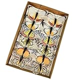 Berfutall-Artificial Feather 3D Butterfly Party Decorations Set of 12 with Clip 6 Color Ornaments for Home Decoration(B)