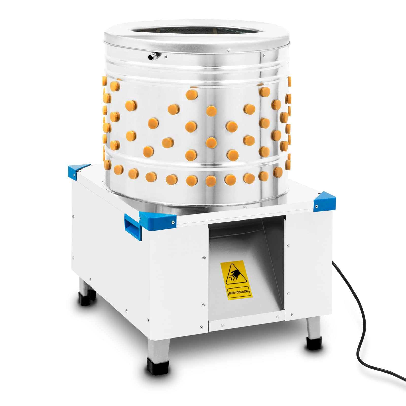 vertes Rupfmaschine für Geflügel aus Edelstahl, Geflügelrupfmaschine bis zu 540 kg/h und 1500 Watt Leistung, 180 Rupffinger, Rupfmaschine Enten, Nassrupfmaschine, Kaltwasseranschluss, Auswurfrutsche