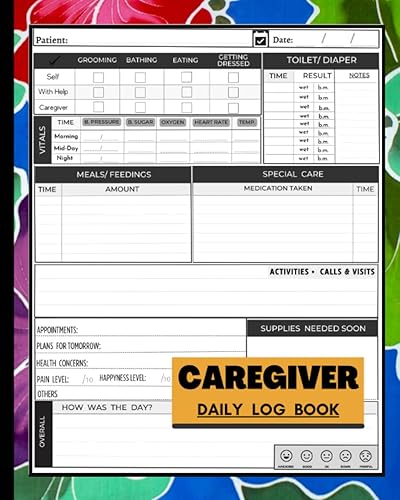 Caregiver Daily Log Book: Personal Caregiver Organizer Log Book | Daily Log Book for Assisted Living Patients, Long Term Care &amp; Aging Parents | Patients Medical Diary and Medicine Reminder Log