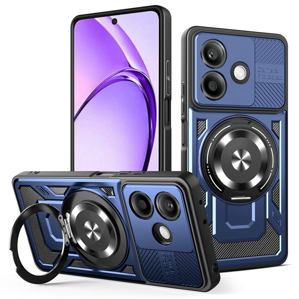 Kukoufey Compatible with Oppo A5 Pro 5G CPH2711 Case Cover,Compatible with MagSafe,360 Degree Rotating Magnetic Stand Anti-Drop Phone Case Blue