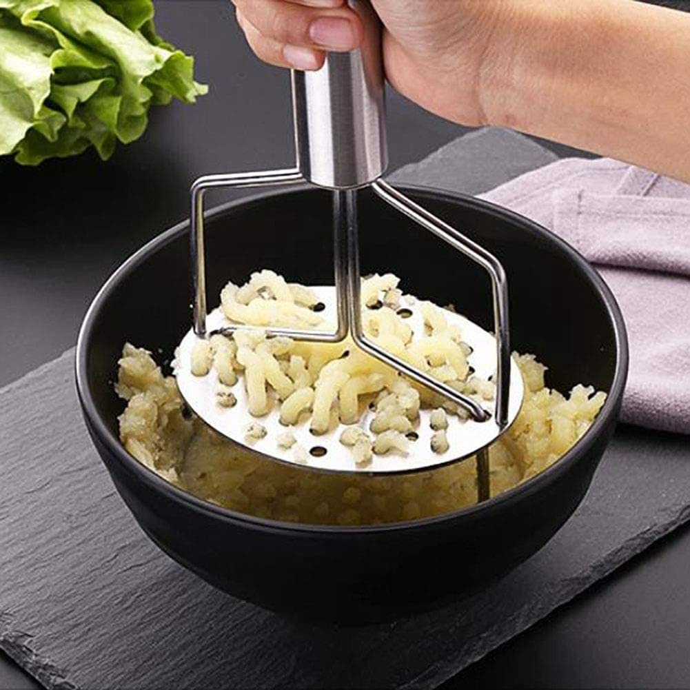 2 in 1 Potato Masher and Ricer Stainless Steel Dual-Press Design Premium Heavy Duty Masher Ricer Hand Tool with Non Slip Handle Perfect for Mashing Baby Food, Mashed Potatoes, Vegetable, Fruits