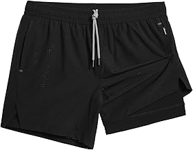MaaMgic 2 en 1 Pantalon de Course Hommes Court Séchage Rapide 5" Short de Course avec Pantalon intérieur Gym Short de Sport pour Running Fitness Workout Athletic
