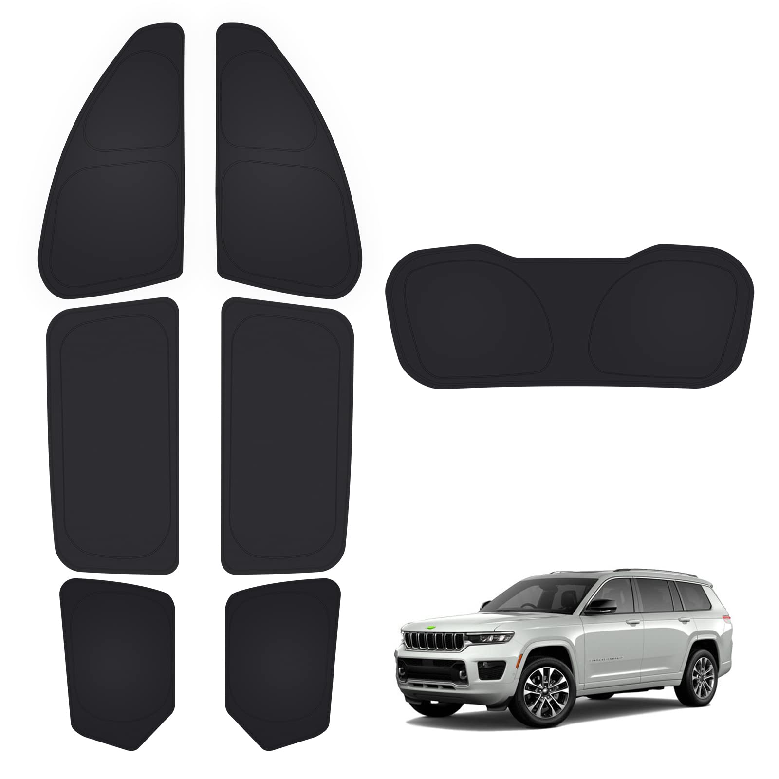Photo 1 of T TGBROS Privacy Sunshade Custom Fit for 2021-2023 2024 Jeep Grand Cherokee L Accessories Side Rear Window Full Set Car Sun Shades Blocks UV Rays Keeps Your Vehicle Cool Foldable 7PCS