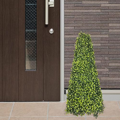 COOPTS 2 Pieces Artificial Boxwood Trees UV Resistant Decorative Buxus Tower, Topiary Fake Tree Plant Decoration for Home Garden Indoor Outdoor