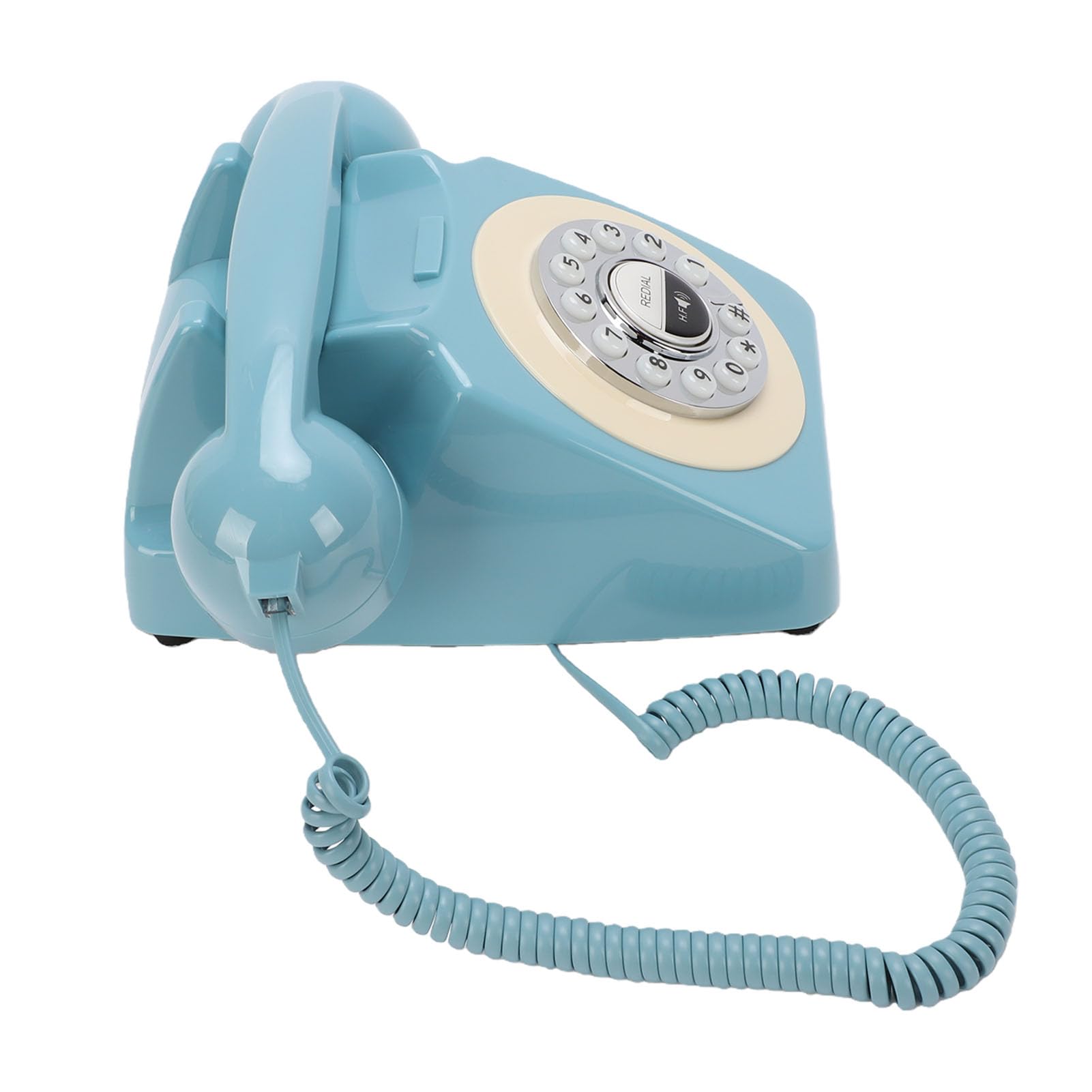 Bewinner Telefono retrò Bluetooth con Cornetta, Telefono Fisso Wireless per Casa e Ufficio, Supporta Chiamate in Vivavoce, Vivavoce e Riproduzione Musicale, Ricaricabile Tramite USB, (BLUE)