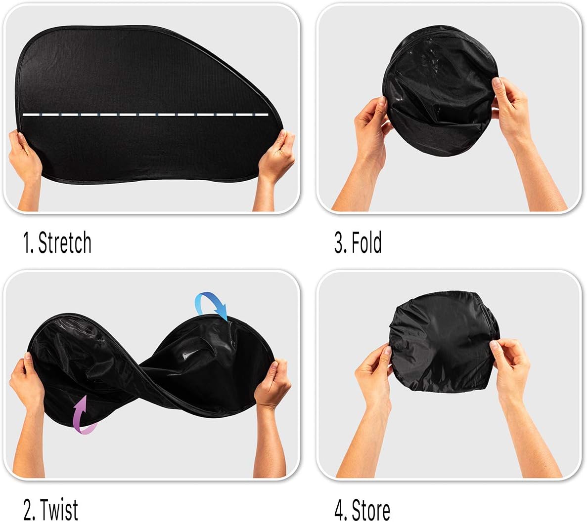 ZONETECH Car Side and Rear Window Cling On Sun Shades – 3 Pack Premium Quality Mesh Pop-Up No Suction Cups Needed Sun-Shield- Protects Kids, Baby and Pets from Glare and UV Rays-Fits Most Vehicles