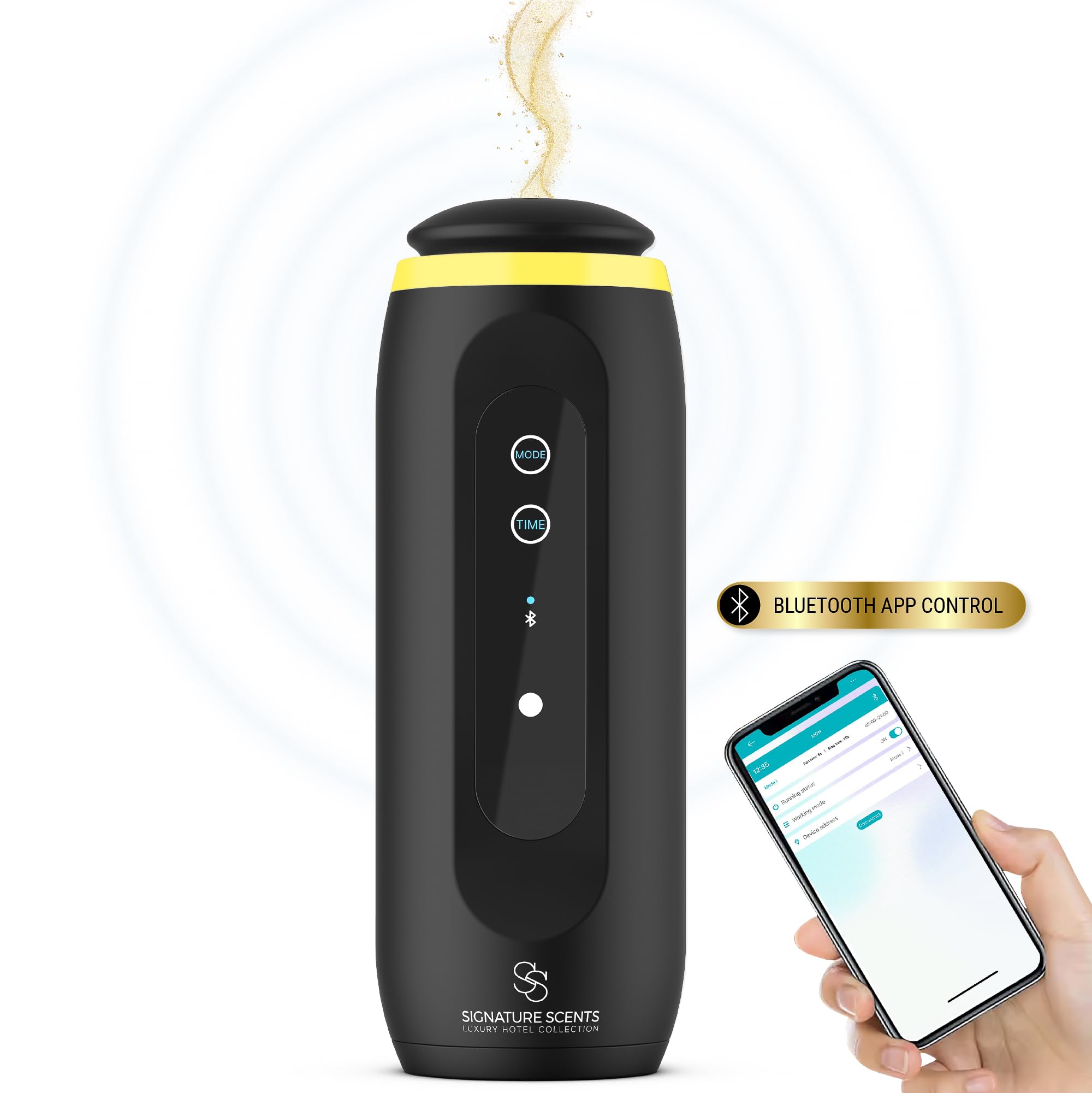 Essential Oil Diffuser (Plug-in) for Homes and Hotels – Bluetooth-Controlled Scent Diffuser for Home & Office, Covers 800 sq. ft. – Plug in Air Fresheners for Home & Office, Room Scent (Black)