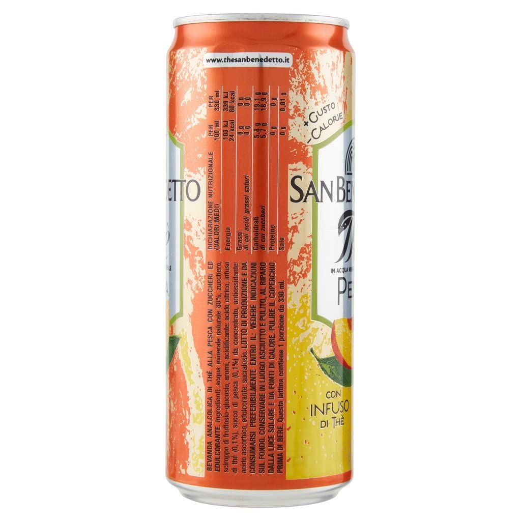 12X San Benedetto The al gusto di Pesca con Infuso di Thè Lattina 330ml [12 Lattine] - Drink Summer 2023