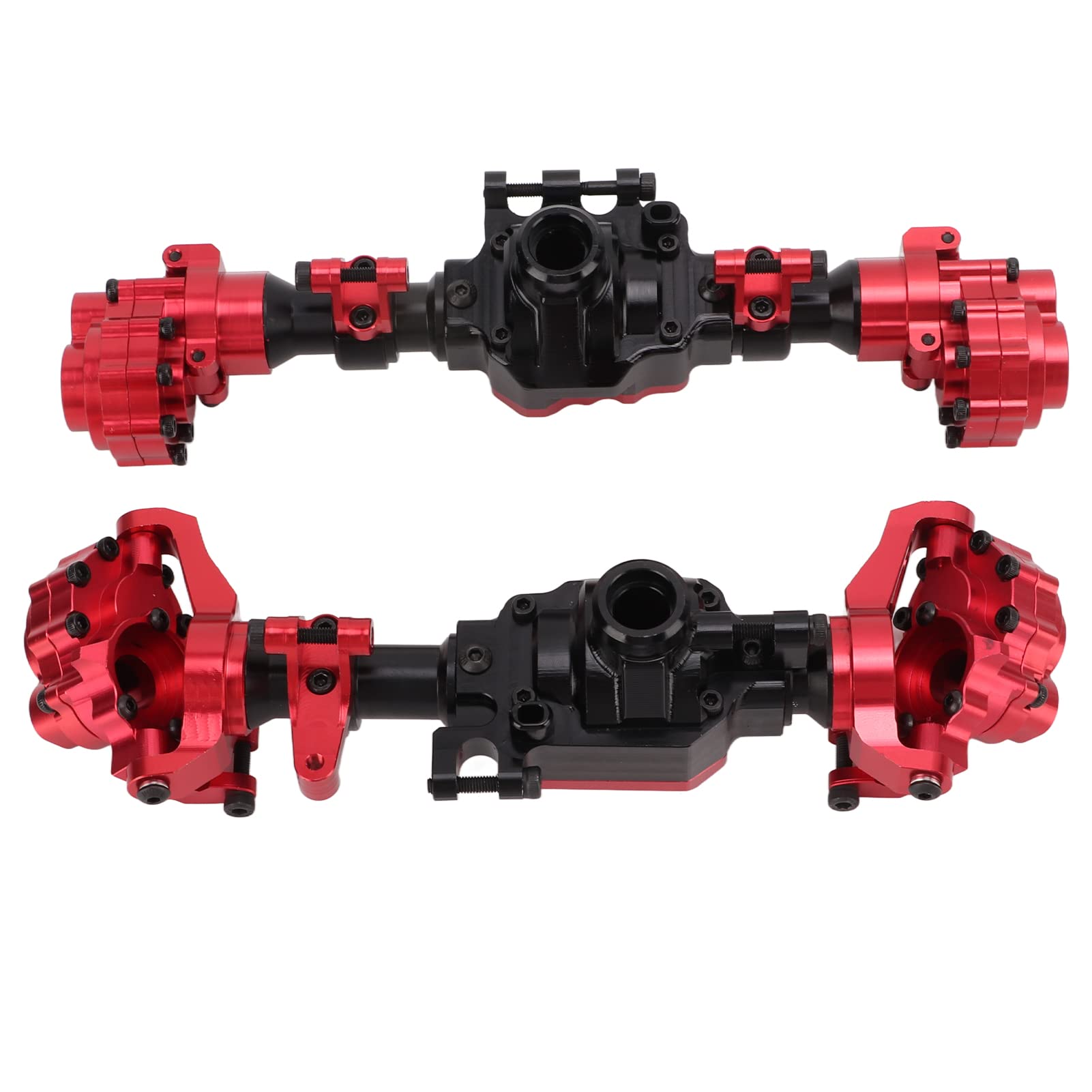 Boîtier D'essieu Avant et Arrière en Métal, Pièces de Mise à Niveau RC pour Voitures à Chenilles 1/10, Alliage D'aluminium Rouge Noir, Léger, Installation Facile pour Accessoire de Jouet RC