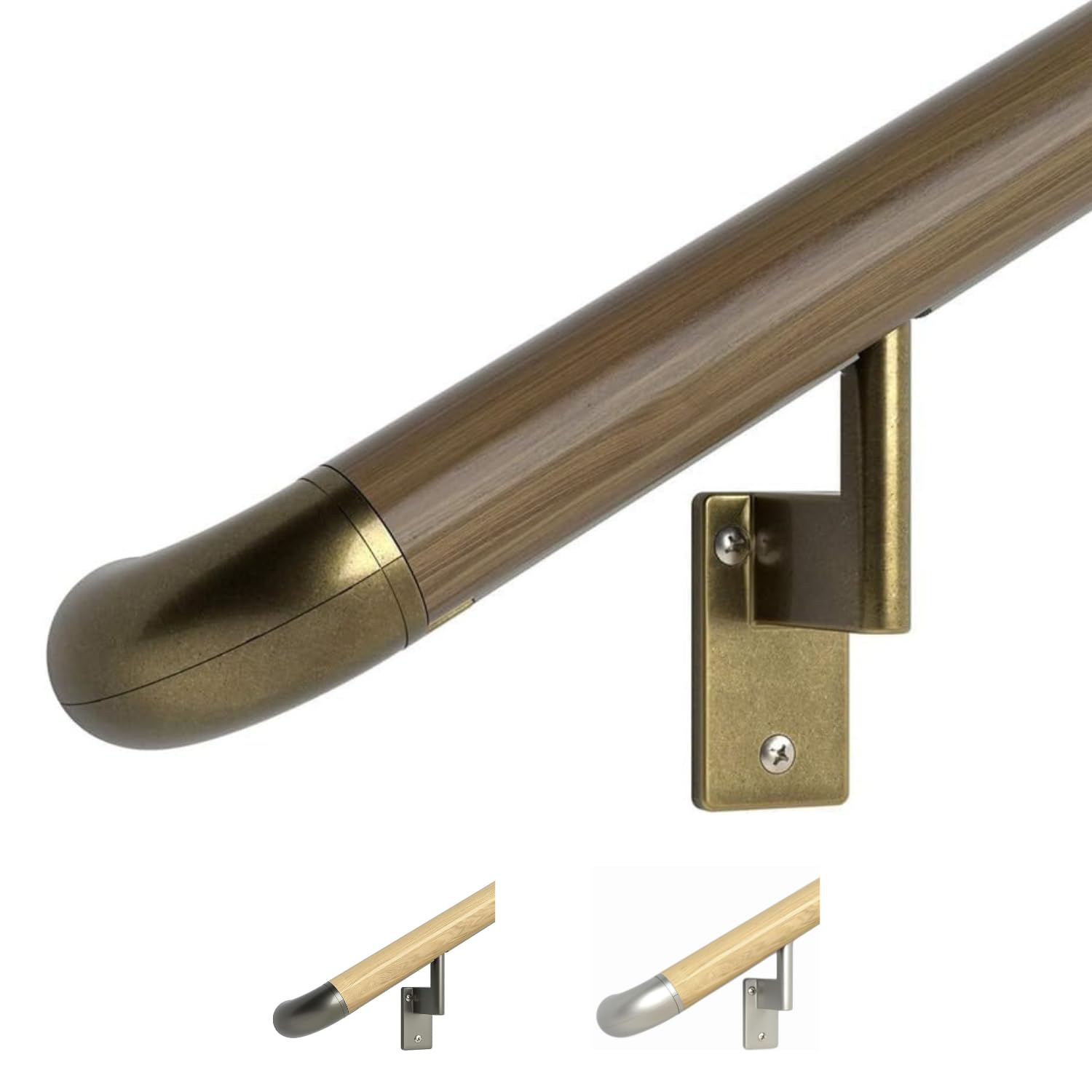 Walnut Custom Railing Snapklik.com : Promenaid Walnut 3ft ADA Handrail Kit - Complete Indoor ...