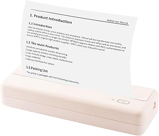 A4 Portable Printer, Thermal Inkless Bluetooth Wireless Printer, 2600mAh Rechargeable, for Traveling, Invoices, Support A4 Size and Letter Paper