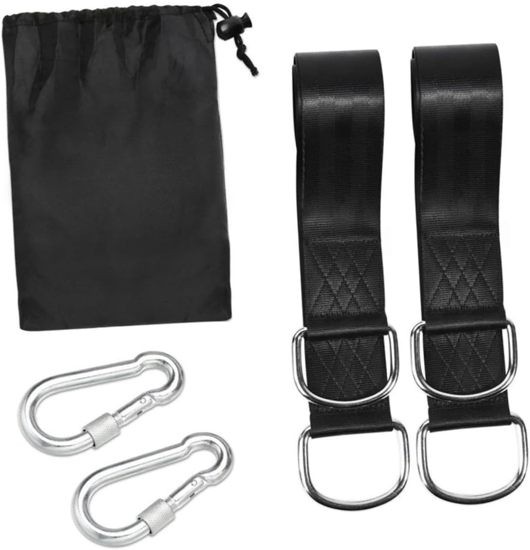SUPVOX 8Pcs Heavy Duty Swing Straps Kit Capacity with Rings for Tree Hammocks Outdoor Swinging Durable Black