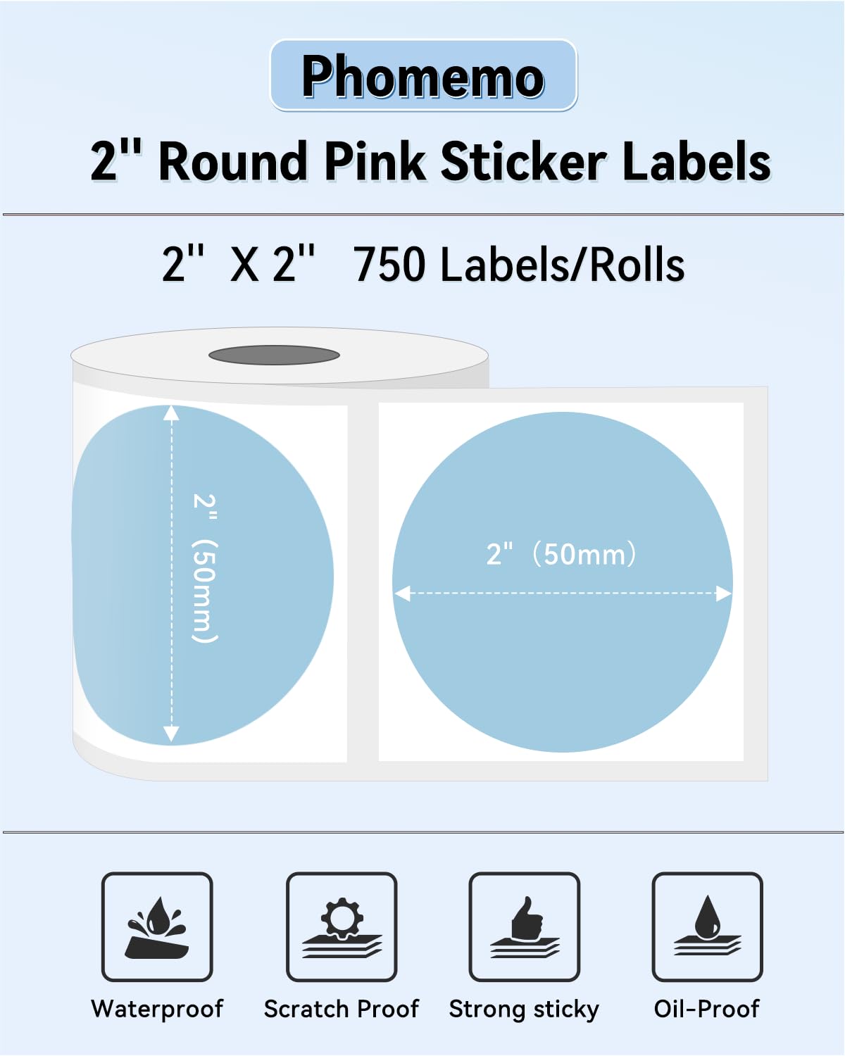 Snapklik.com : 2” Color Circle Thermal Labels, Self-Adhesive Round ...