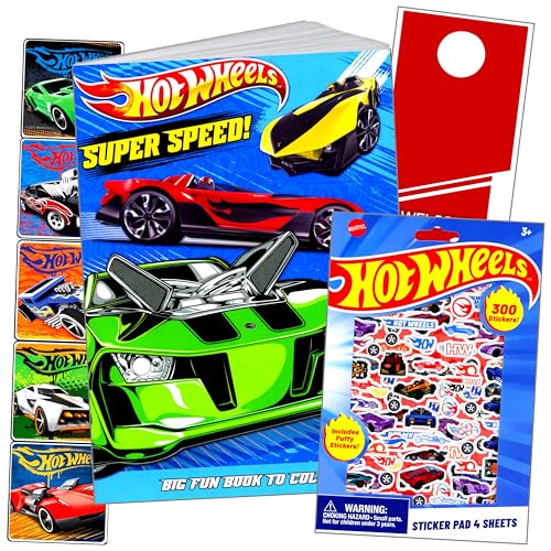 Image of Hot Wheels Coloring Activity Set - Includes Coloring Book, Hot Wheels Stickers, and More
