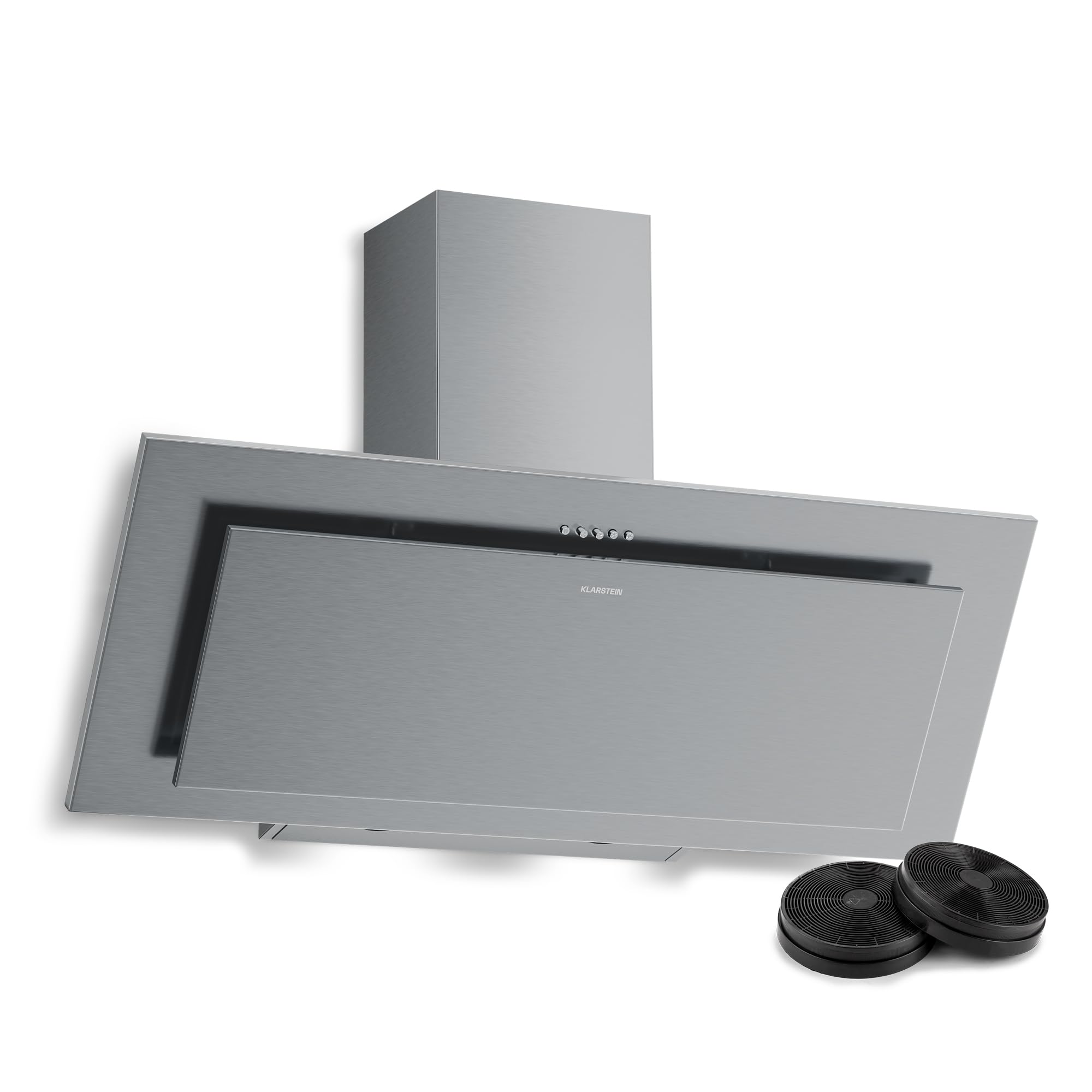 Klarstein Athena Kopffreihaube 90 cm – 254 m³/h, A+++, LED-Beleuchtung, 3 Stufen & Boost, Abzugshaube Küche, Umluft & Abluft, leise, Aluminium- & Aktivkohlefilter, modernes Design, Edelstahl
