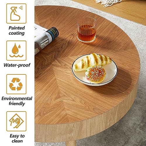 image for AVZEAR Nesting Round Coffee Table Set of 2, Farmhouse Modern Coffee Ta