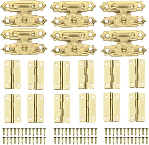 18 Pcs Small Mini Hinges Antique Small Hinges Brass Piano Hinges