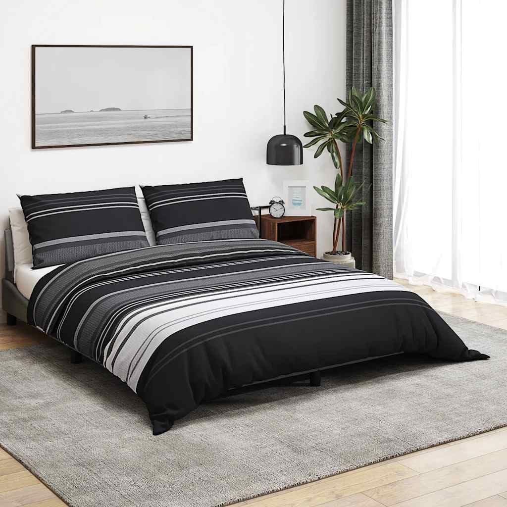Bettwäsche-Set Schwarz Weiß 260x220 cm Baumwolle