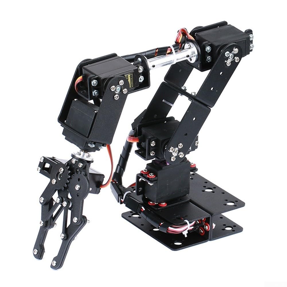 6DOF - Kit braccio robotico con 6 servi in metallo, 50,5 cm, manipolatore robot multiasse nero, set di montaggio fai da te per educazione STEM, progetti di ingegneria e allenamento per