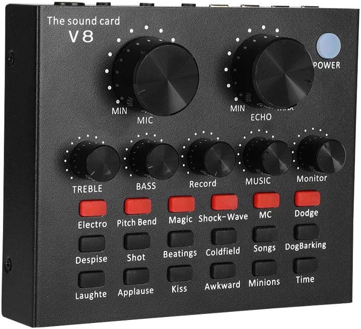 REMALL Sound Mixer Board with Multiple Sound Effects and Voice Changer, Mini Echo Audio Mixer for Cell Phone Computer Tablet and Laptop Karaoke Live Streaming Broadcast