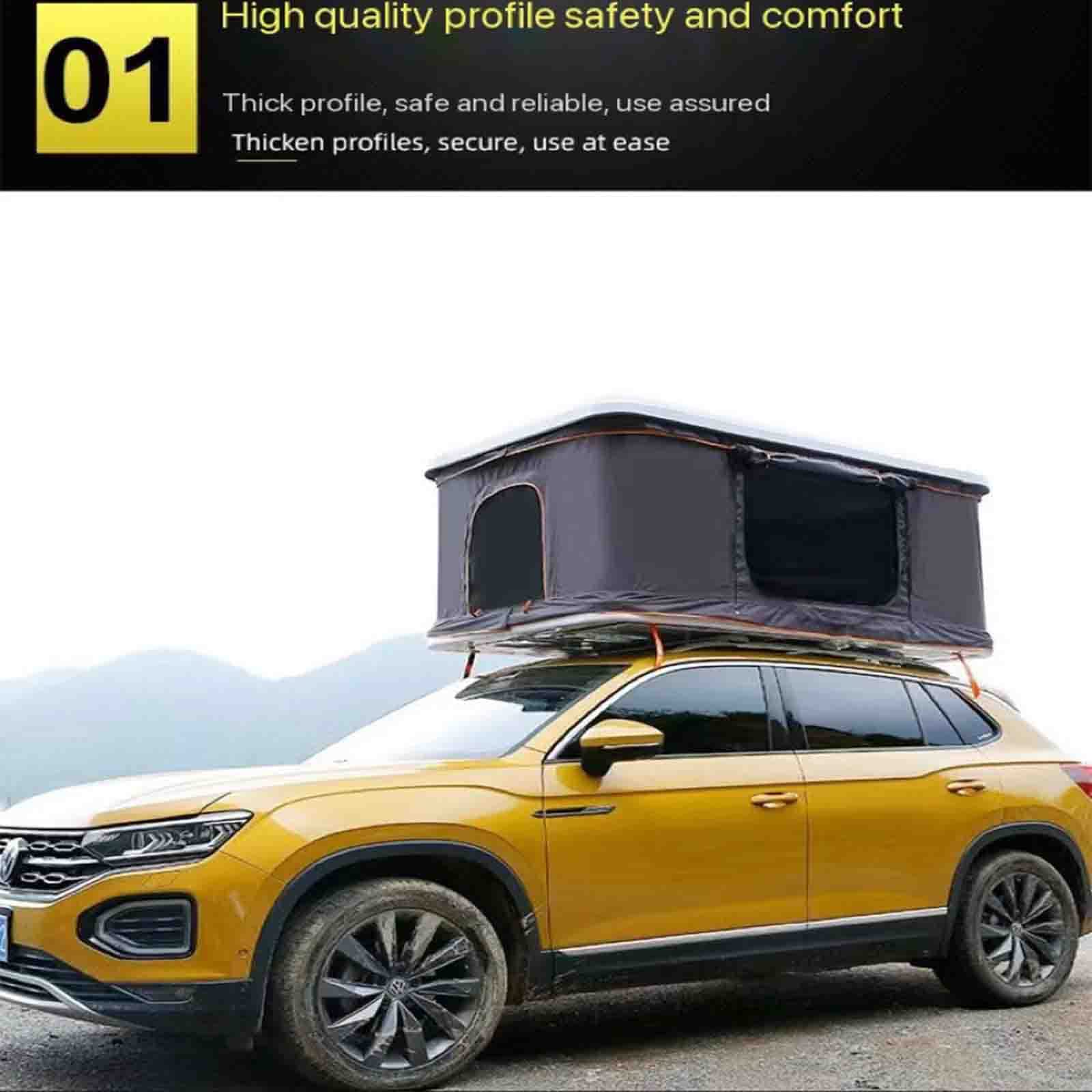 PRUJOY Tienda de campaña de Techo para vehículo Todoterreno, Tienda de campaña de Doble Capa con Soporte Recto para Coche de conducción automática, para Viaje y Camping (White Shell Green)