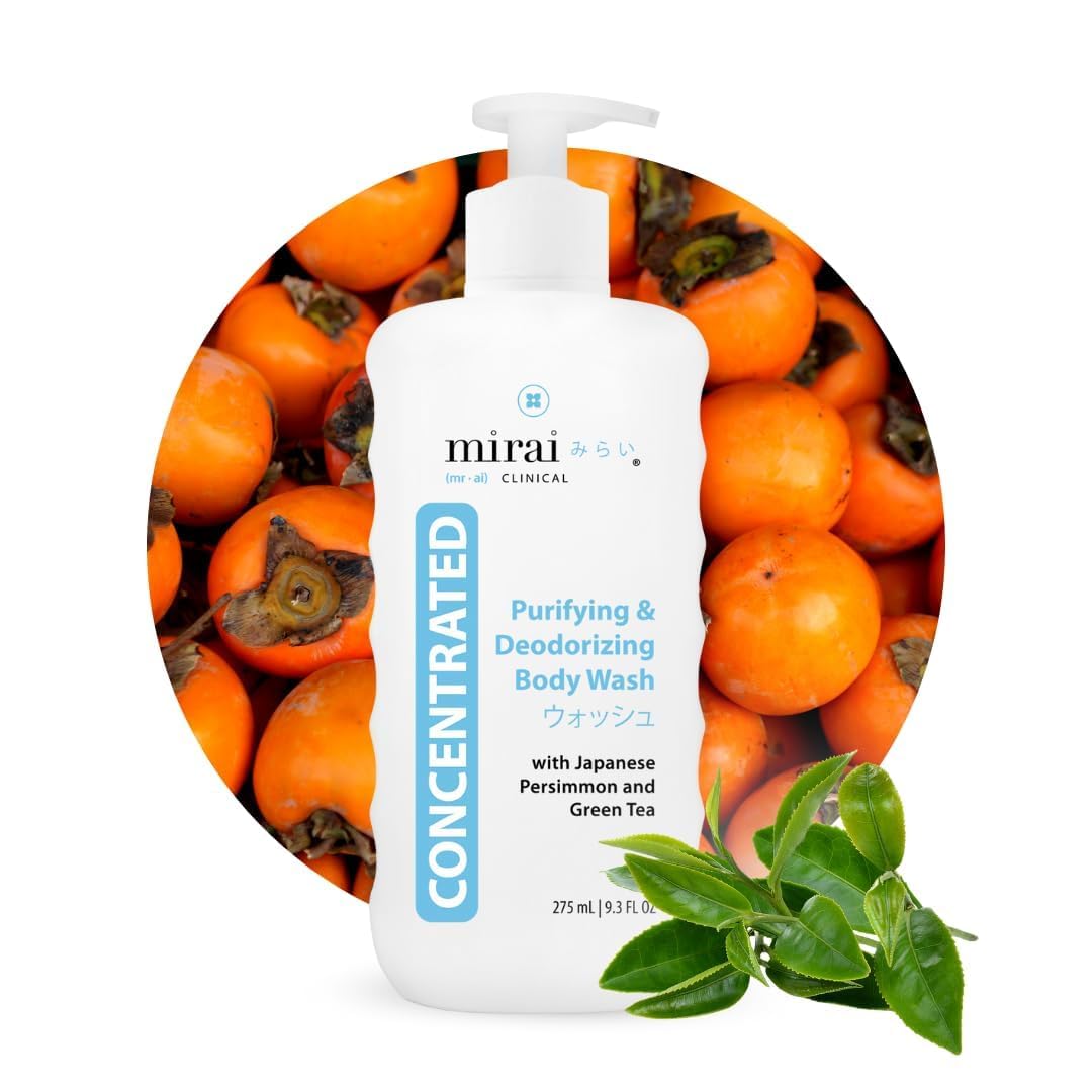 Clinical Body Wash for Strong Body Odor - Renewing Body Purifying & Deodorizing with Natural Persimmon & Green Tea Extracts - Nonenal® Eliminator for Women & Men (Regular 9.29 Fl Oz)