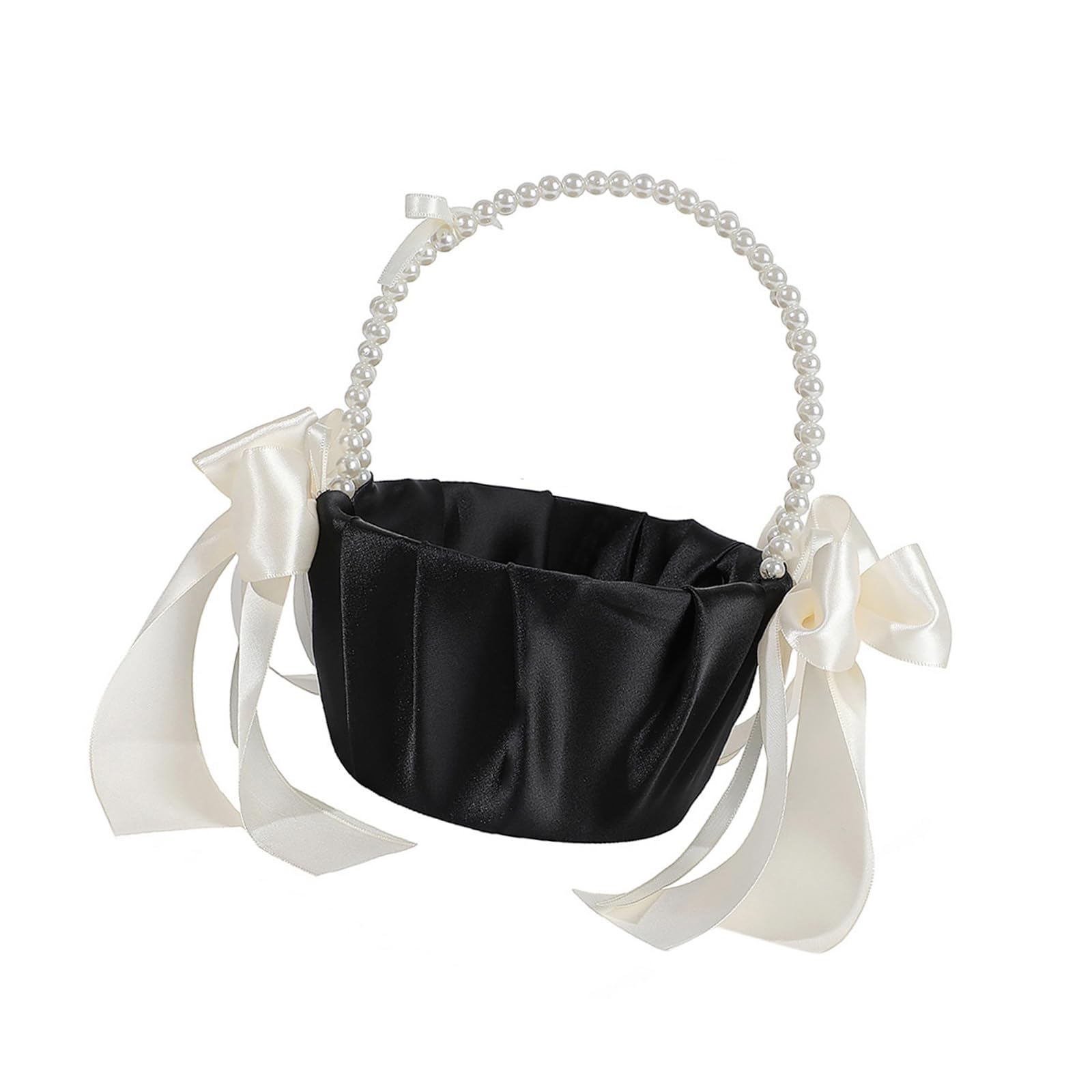 Bowknot Floral Basket for Ceremony Reception Centerpieces and Petal Tossing Props Wedding Flower Basket Elegant Wedding Accessory