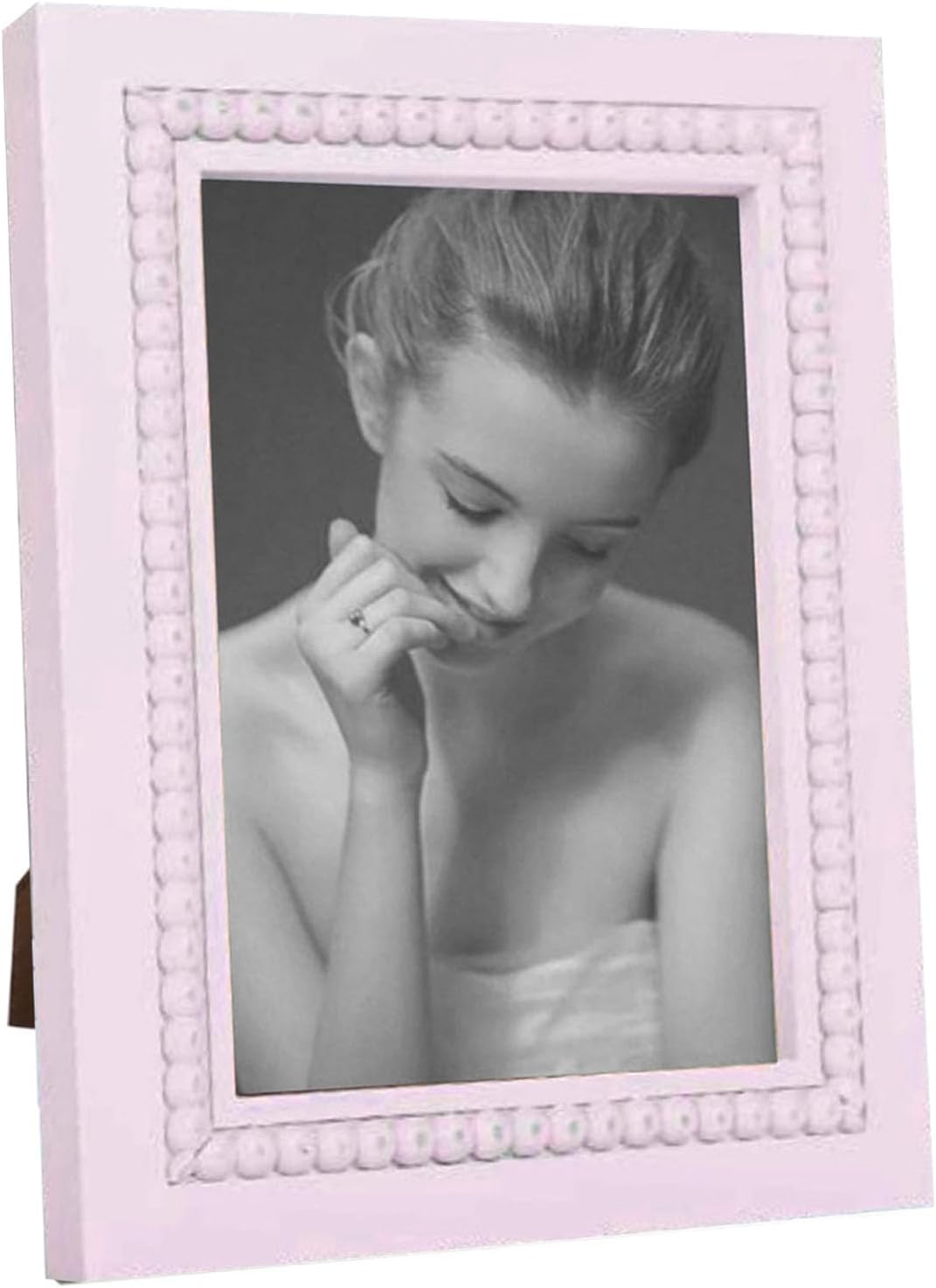 Solid Wood Boho Picture Photo Frames with Beaded Farmhouse Picture Frames 4x6, 5x7, 8x10 Wall and Tabletop, Distressed for Anniversary, Birthday, Christmas, New Year, Wedding (Pink,8x10)