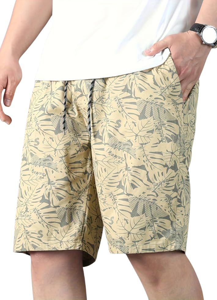 Men Printed Casual Shorts Knee Length Summer Wear Adjustable Drawstring Waist Soft Fabric Outdoor Daily Beach Holiday Travel Bottoms Multicolor-picture-27