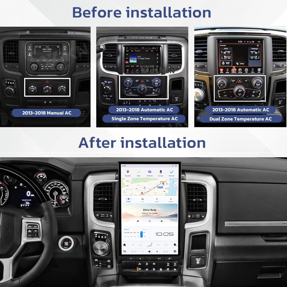 14.4 Inch Android 13 Car Radio for Dodge Ram 1500 2500 3500 2013-2018 Stereo Upgrade Tesla Style Head Unit Multimedia Player Touch Screen Android Auto GPS Navigation
