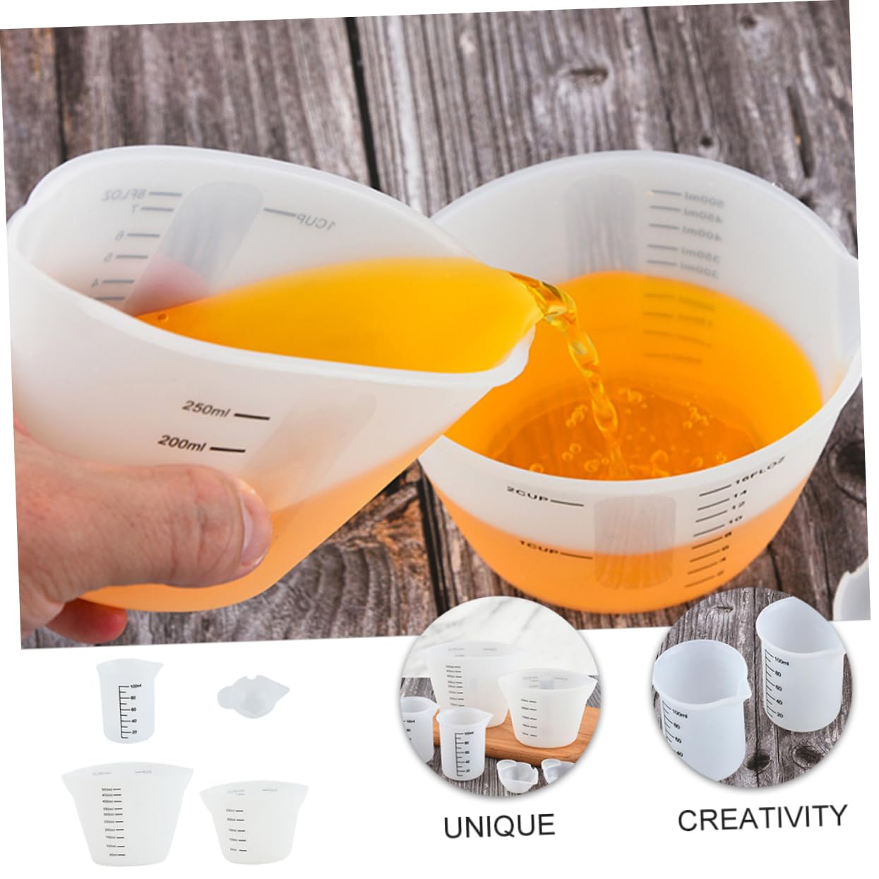 IMIKEYA 8pezzi Misurini Silicone Graduati Include Per Cucina e Laboratorio Facile Da Pulire e Riutilizzabile Misure Chiarper Liquidi e Colle
