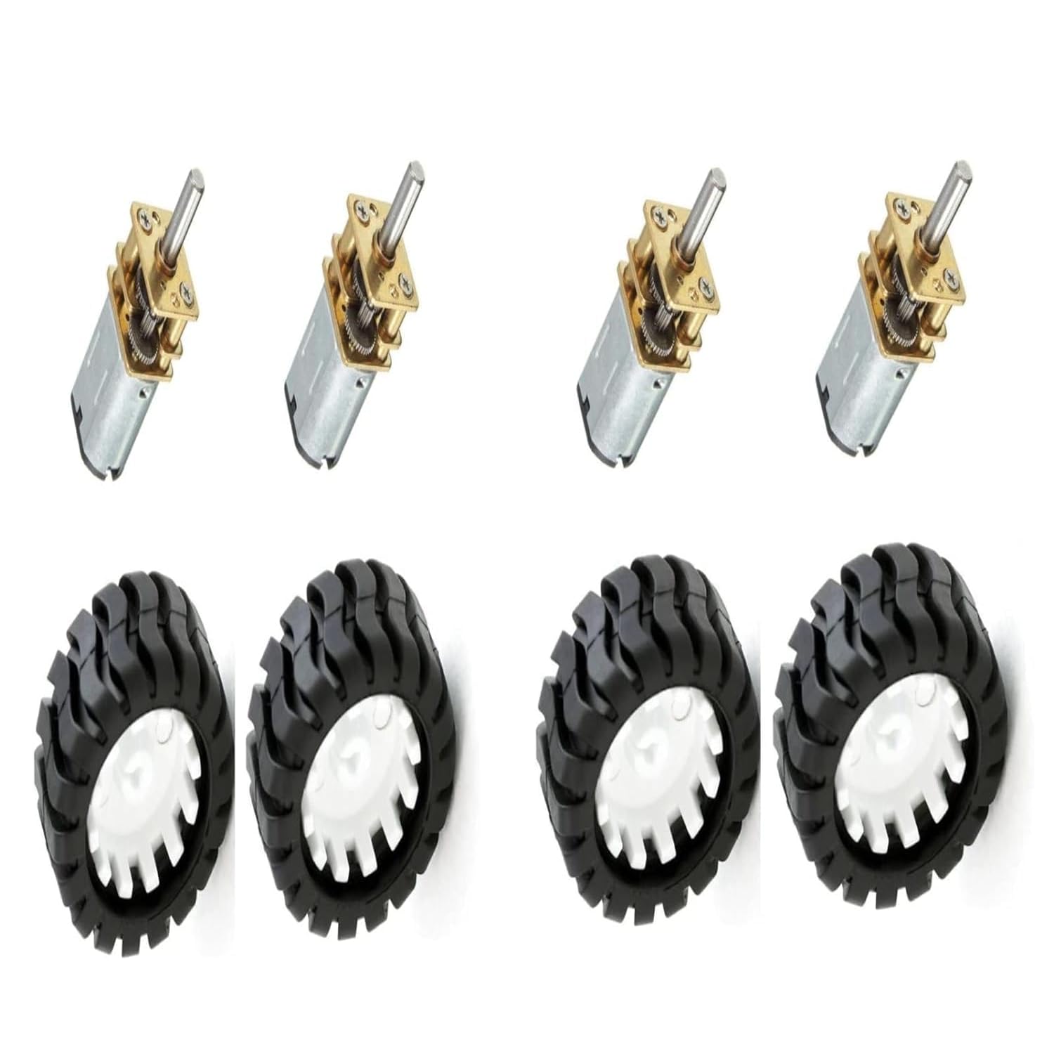 SP Electron DC 3.7V-6V 100 Rpm N20 Micro Metal Gear motor with 43mm wheel for RC Car Robot Toys (Pair of 4)